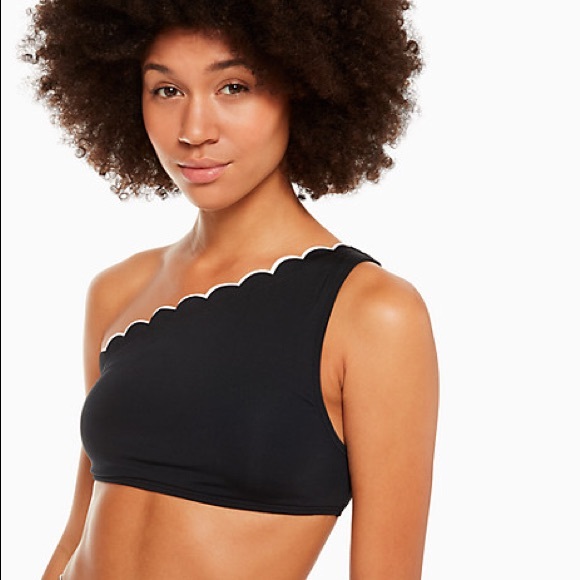 - KATE SPADE NY Contrast Scalloped  Bikini NWT S Blk - Picture 2 of 12